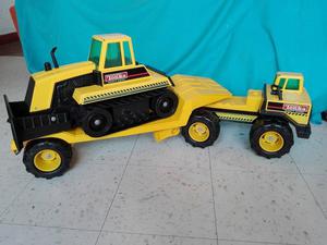 JUGUETE TRACTOR CAMA BAJA TRAILER Y BULDOZER TONKA MIGTHY