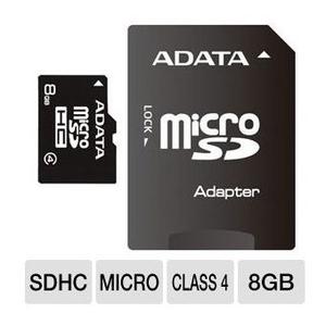 Memoria Micro Sd Adata 8gb Clase 4 Ausdh8gcl4-ra1 Negro