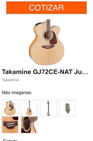 Guitarra Takamine Profesional Jumbo Nueva Gj72ce Nt Original