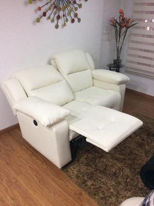 Sofa Reclino Cuero Nuevo Electrico 2 Pla