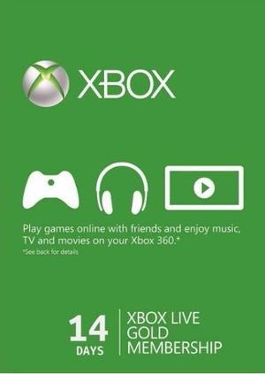 Xbox Live Gold 14 Dias Región Libre(xbox One/360) Digital