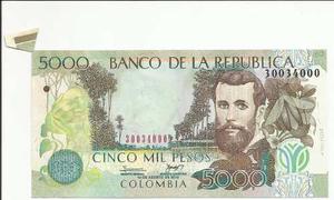 Billete Colombia Mariposa Cinco Mil Pesos 
