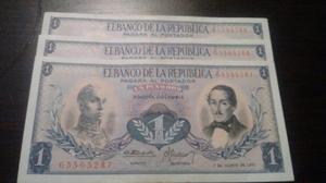 Colombia Trio de Billetes 1 Peso 