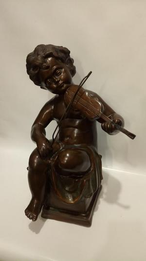 Escultura Antigua Francesa Bronce Violin
