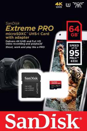 Micro Sd 64 Gb 4k Sandisk Extreme Pro 95mb/s X 90mb/s