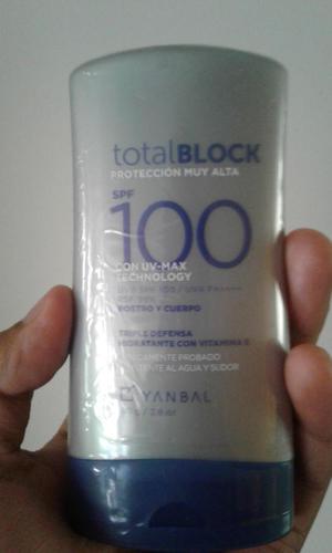 Crema bloqueador solar total block fator 100