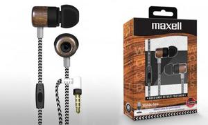 Audífono Con Micrófono Diseño Madera Maxell Wud-5