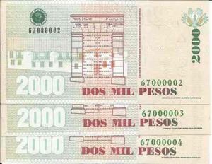 Billete Colombia Numeración Bonita Trío Dos Mil Pesos 