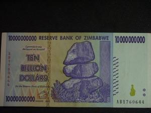 Billete De Zimbabwe Ten Billon Dollars