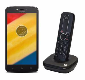 Celular Libre Motorola Moto C Negro + Telefono Fijo Moto400
