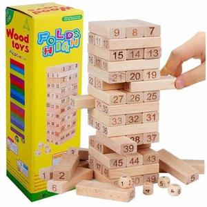 Juego Didactico Torre Madera Bloques 48 Pz Dados