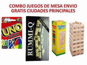 Combo Cartas Uno Mattel Original+rummy Q + Jenga *