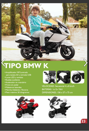 MOTO ELECTRICA TIPO BMW K PINSEL ORIGINAL NUEVA ACELERADOR