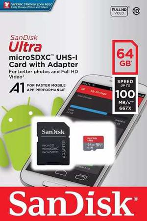 Memoria Sandisk Ultra Micro Sd 64gb Uhs-i A1 Full Hd 100mb/s