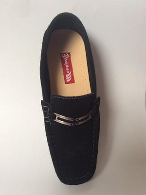 Zapato Hombre Cuero 100% Gamuzado Negro