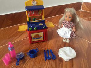 Cocina Barbie Kelly muñeca accesorios