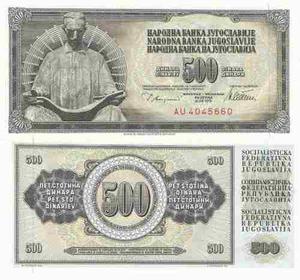 Billete Yugoslavia 500 Dinara Unc Sin Circular
