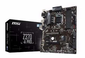 Msi Atx Motherboard, Tarjeta Madre Z370-a Pro - Intel 8 Gen