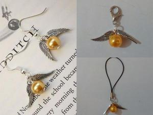 Aretes, clip, o strap decorativa Snitch Harry Potter colores