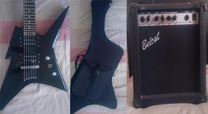 Guitarra Eléctrica Bc Rich con amplificador y forro.