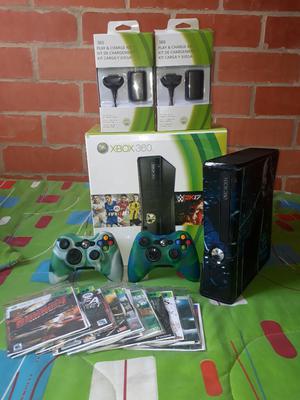 Hermoso Xbox 360 Color Negro 2 Controles