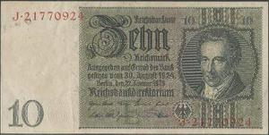 Alemania 10 Reichsmark 22 Ene  P180a