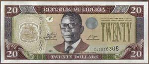 Liberia, 20 Dollars  P28e