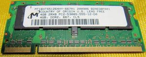 UN MODULO DE MEMORIA DDR2 DE 4GB PARA PORTATIL, $.oo