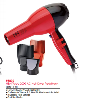 H And H Turbo  Ac Hair Dryer Red/Black