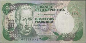 Colombia 200 Pesos 20 Jul  Bgw355 Reposicion Asterisco