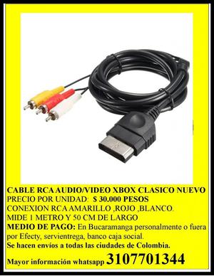 CABLE RCA AUDIO/VIDEO XBOX CLASICO NUEVO