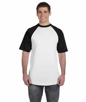 Camiseta Raglan Baseball M&o Knits Blanco Con Negro