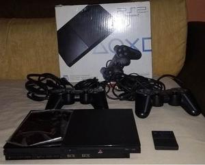 Playstation 2 Ps2 Slim + 2 Controles + Obsequio!