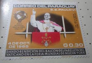 Lote 4 Estampilla Paraguay Papa Paulo 6 Vl Catolico Religion