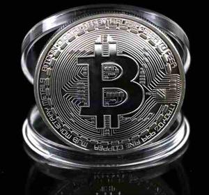 Moneda De Colección Bitcoin Plateada Nueva