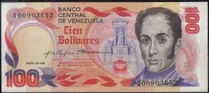Venezuela 100 Bolivares 29 Ene  Serie A 8 Dig P59