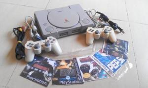 Play Station 1 Fat + 2 Controles + Cables + 5 Juegos
