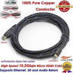 Trenzado De Micro Hdmi A Hdmi Cable Adaptador Convertidor