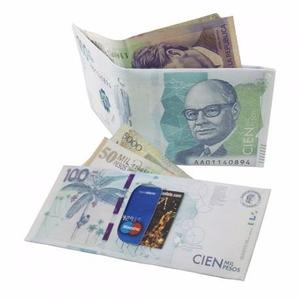 Billetera Diseño En Forma Dinero Billete 100 Cien Mil Pesos