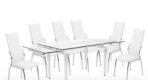 6 sillas blancas cromadas y forradas en sintetico -
