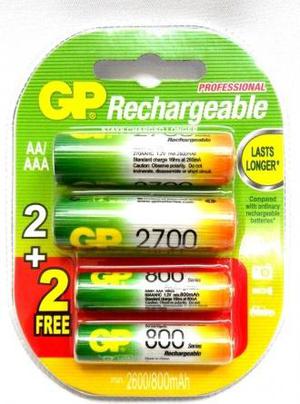 Bateria Pila Gp Rechargeable Aa 2x mah 2x 800mah Nimh