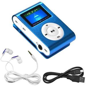 Reproductor Mp3 Shuffle Lcd Fm Sd Audifonos Usb Colores