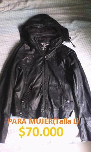chaqueta negra de cuero para mujer