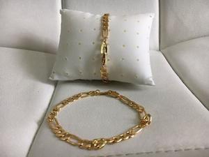 Cadena Cartier Esclava Acero Enchape En Oro 18k - 22 Cms 5mm