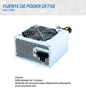 FUENTE DE PODER UNITEC UF750 VENTILADOR 12 CM