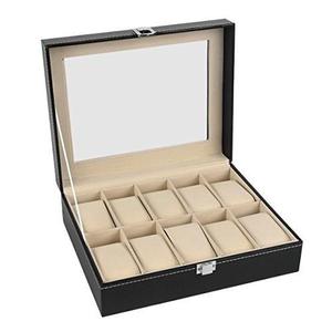 Caja Organizador Lujo Forrada Cuero 10 Relojes Reloj Joyeri