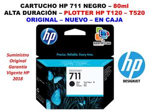Cartucho de Tinta HP 711 Negro Original 80ml para Plotter