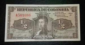 Billete Colombia 1/2 Peso  Digitos