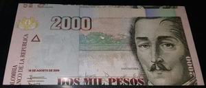Billete Colombia  Pesos Error Desplazado 19 Agosto 