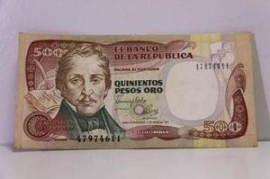 Billete De Colombia 500 Pesos De 